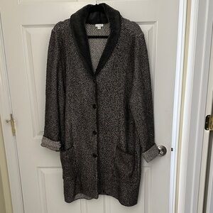 J Jill sweater coat. Gray tweed look button up. Knee length very warm sweater.